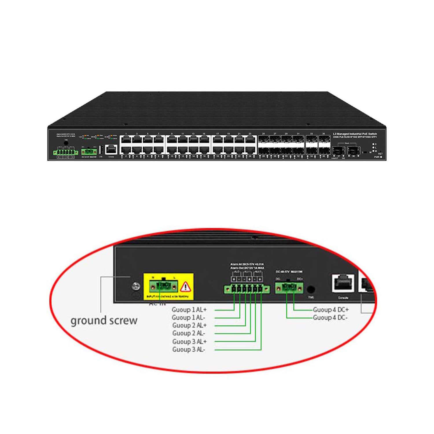 Sfp+ 10G Managed Switch 8 Port - 10G uplink 38 portlu endüstriyel L3