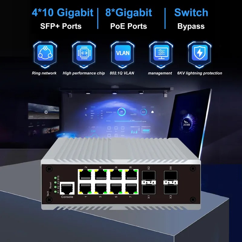 8 portlu PoE endüstriyel yönet - Sfp+ 10G Managed Switch 8 Port incelemesi ve fiyatı